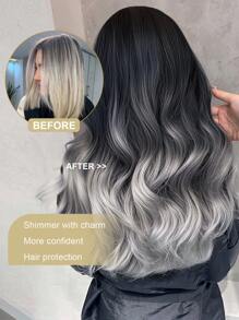 带 5 个安全夹子的金属接发 长波浪 22 英寸金色和深棕灰色 女士