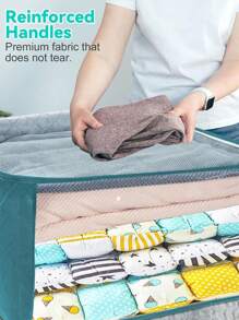 1pc/2pcs/3pcs Clothes Storage Bags With Lid 90L, Large Clothing Storage Boxes Box With Zip Foldable, Fabric Bedding Closet Organizers, Used For Quilt Duvet Blankets Pillows Toy Sweater
