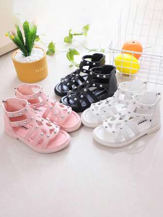 1 双夏季新款女童镂空闪亮休闲百搭软底防滑舒适轻便室内/户外休闲跑步运动儿童凉鞋