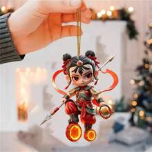 5pcs Cute Cartoon Nezha Car Rearview Mirror/Bag Hanging Decorations, Party Accessories, Keychain Party Favors Wedding Gifts Birthday Gifts Graduation