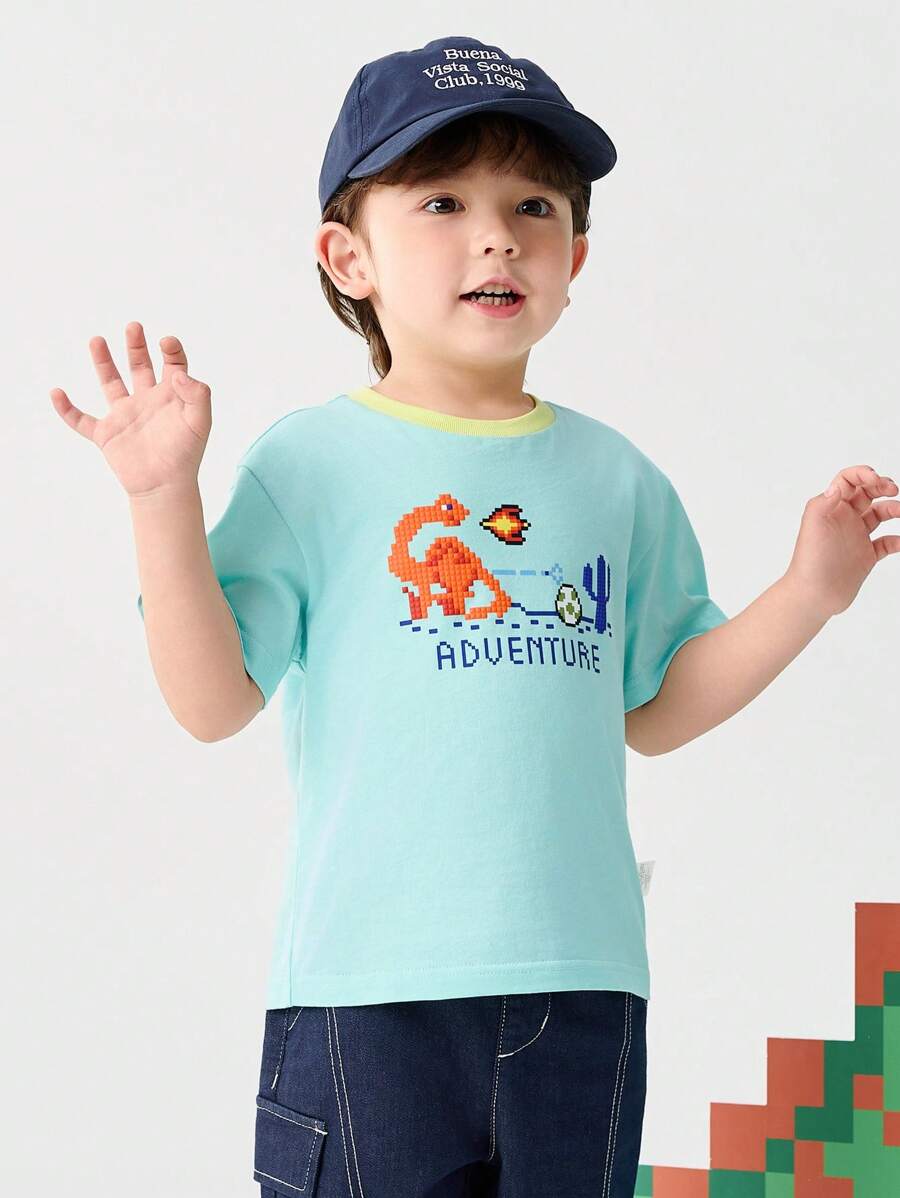 Balabala Young Boys Quick-Dry Dinosaur T-Shirt, 2025 Summer Top