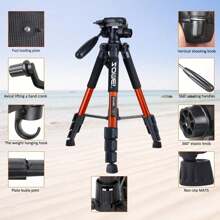 L'objet lourd me permet d'en apprendre davantage sur le trépied en aluminium de l'appareil photo, tout en augmentant la hauteur du support de smartphone à tête de traînée hydraulique et des deux plaques à dégagement rapide. Les appareils photo reflex numériques et les téléphones intelligents conviennent à la photographie de voyage, aux prises de vue en extérieur, aux dragons d'interview, etc. (Orange)