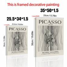 1 pieza Póster de Pablo Picasso, "El Beso", impresión de arte de línea abstracta de Picasso, minimalismo de mitad de siglo, impresión de arte de pared de exposición de galería, impresión de arte de línea sin marco - Multicolor - Ver 4