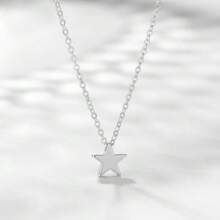 1pc Fashionable Minimalist Stainless Steel Star Pendant Necklace, Personalized Necklace Gift For Girlfriend, Wife