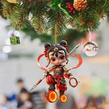 5pcs Cute Cartoon Nezha Car Rearview Mirror/Bag Hanging Decorations, Party Accessories, Keychain Party Favors Wedding Gifts Birthday Gifts Graduation