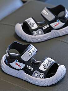 儿童平底凉鞋，新款夏季时尚男童卡通PVC沙滩鞋，软底幼儿软底凉鞋，适合夏季日常穿着 - 灰色 - 查看 2