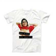 Mia Khalifa Porn Star Humor  Joke T Shirt Summer Fashion Funny Wo Male Printed T-Shirt Top Comfortable Casual Ropa Mujer - 白色 - 查看 1