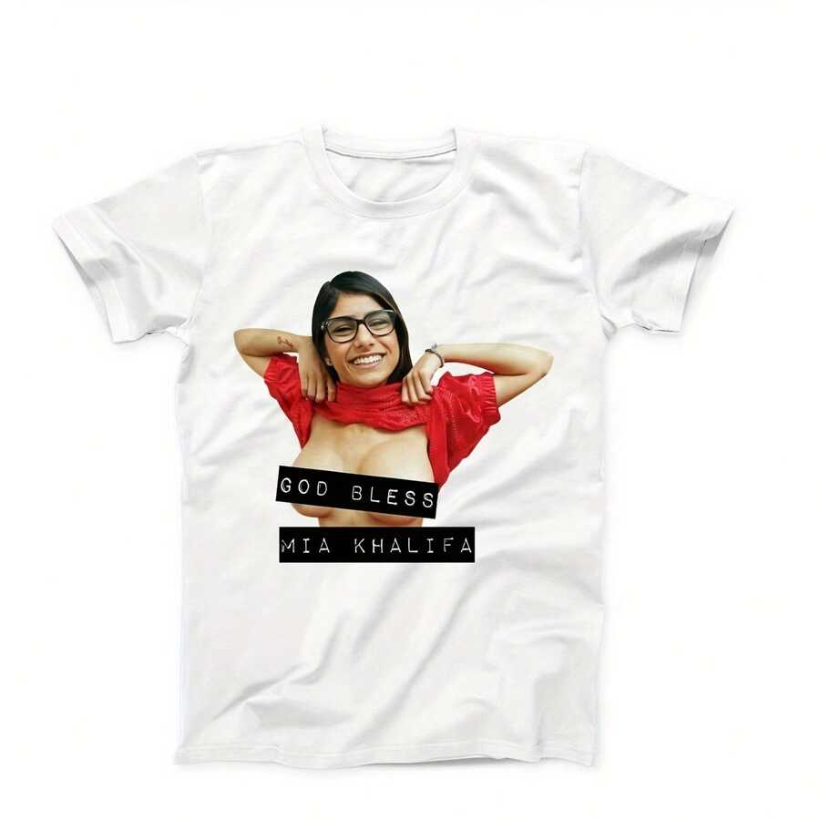 Mia Khalifa Porn Star Humor Joke T Shirt Summer Fashion Funny Wo Male Printed T-Shirt Top Comfortable Casual Ropa Mujer - 白色 - 查看 1