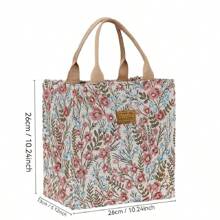 2 opciones: Bolsa de lona de alta calidad con diseño de flor roja o beige, bolsa para llevar almuerzos, salidas y compras