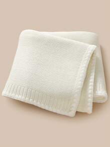 1 件婴儿针织襁褓毯，婴儿襁褓包，休闲简约流苏边，婴儿车毯，适合所有季节爱情人节 - 白色 - 查看 8