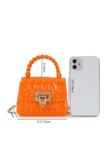Fashionable PVC Silicone Rivet Studded Jelly Crossbody Bag - Orange - View 2