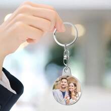 1 Móc khóa tùy chỉnh có ảnh cá nhân, Móc khóa tròn xoay 360°, Móc khóa hợp kim kẽm thời trang, Hoàn hảo cho bạn trai/bạn gái, Quà tặng kỷ niệm sáng tạo độc đáo - Bạc - Xem 3
