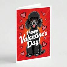 Black Toy Poodle Happy Valentine's Day Greeting Cards Pack Of 8 Blank Cards With Envelopes Whimsical A7 Size 5x7 Blank Note Cards