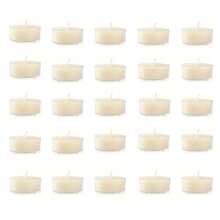 100/50/25pcs Pure Natural Soy Wax Tea Lights, 4-6 Hours Long Burning Time, Smokeless & Odorless Soy Wax Tea Candles, Ideal For Elegant & Romantic Home Use, Meditation, Anniversary, Pool, Chapel, Wedding, Church, Seasonal Celebration, And Emergency