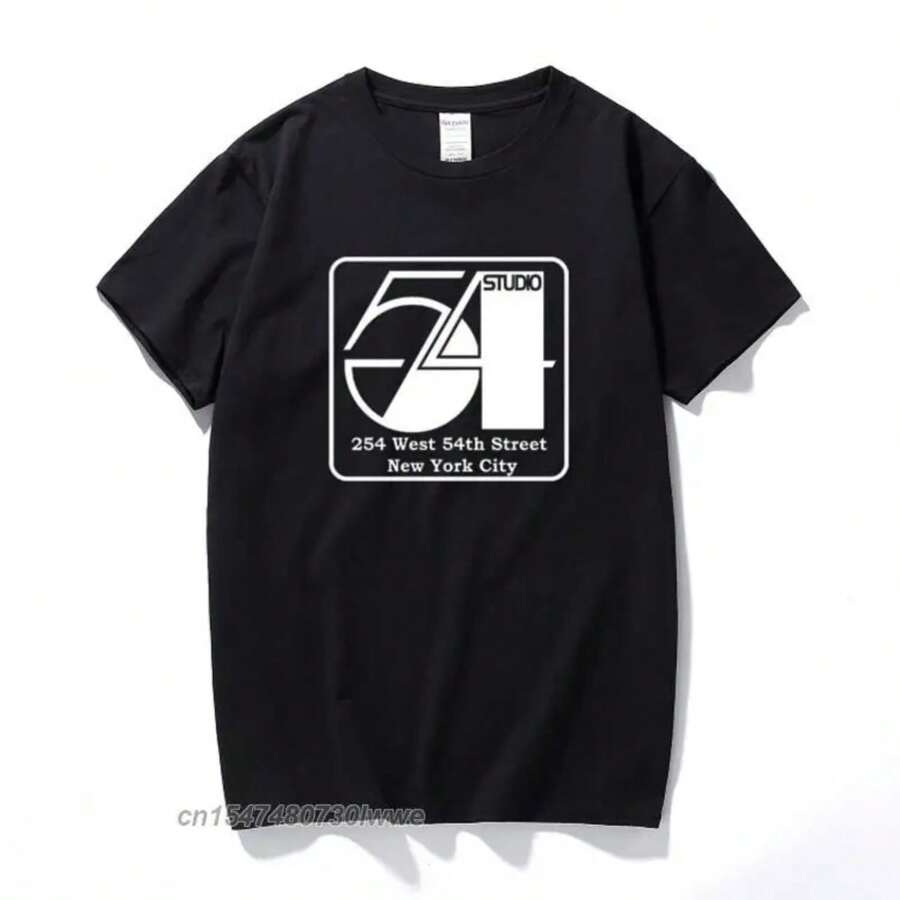 Studio 54 Shirt Disco 45 Vinyl Dance Throw Back Soul Men Clothes Top Camisetas Hombre Cotton T Shirt - 黑色 - 查看 1