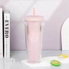 1pc Vertical Pattern Cup 24oz Office Water Cup Family Outdoor Water Cup Light And Portable - Multicolor - View 11