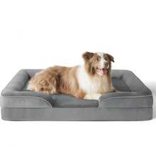 Cesta/sofá para perros, cama lavable para perros, antideslizante y ultrasuave, tamaño 106 x 80 cm, gris/negro - Gris - Ver 2