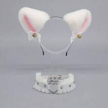Handmade Cosplay Accessory Set - Fox Ears, Cat Ears Headband, Lace Bowknot , Bell Choker
