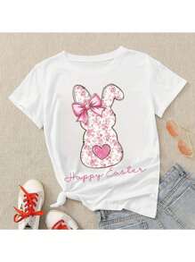 Happy Easter Blue Floral Chinoiserie Bunny, Pink Toile Easter Rabbit DIY Iron-On Heat Transfer Sticker Decal Patch, Suitable For T-Shirts, Sweatshirts, Fabric, Bags And Clothing Decoration, Happy Easter Holiday Party Decor - Pink - View 6
