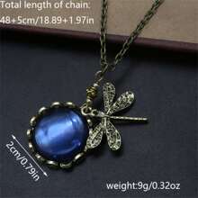 复古蜻蜓吊坠项链 - 手工制作的圆形雕刻波西米亚风女士珠宝，是波西米亚风和自然风时尚爱好者的独特节日礼物 - 蜻蜓項鍊 - 查看 4
