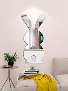 1pc Easter Bunny Acrylic Mirror Surface Happy Easter 3D Self-Adhesive Holiday Decoration Wall Sticker