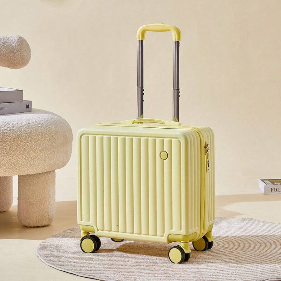18-Inch Small Carry-On Luggage Lightweight Spinner Suitcase Lockable Hard Side Travel Case - Yellow - View 1
