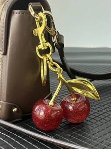 1pc Cherry Fruit Bag Charm, Creative Key Chain, Handbag Pendant Decoration Gift For Women, Car Accessories