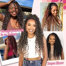 14/18/24inch 8 Packs Goddess Faux Locs Crochet Hair For Women, Goddess Locs Crochet Hair, Boho Style Locs, River Hair With Curly Ends - 1B - 查看 6