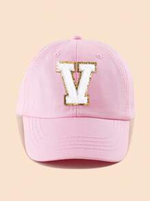1pc Pink Letter Patch Baseball Cap, 8-16 Years Old Girls Snapback Hat, Suitable For Spring, Summer, Autumn, Winter, Party Decoration Headwear - Pink - View 58