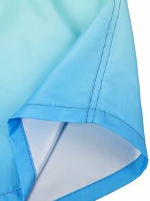 Men's Simple Gradient Beach Shorts With Pockets, Holiday Beach Swimming Trunks - Blue - View 8