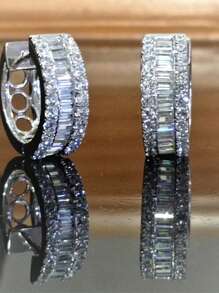 1pair Elegant Half Circle Zirconia Stud Earrings Ladies Jewelry For Women 925 Sterling Silver Simple Earrings Fine Jewelry Gifts For Girls Daily Life Dating Decor For Prom Party - Style 1 - View 4