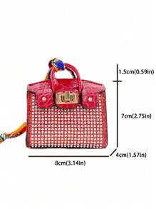 1pc New Fashionable Versatile Starry Sky Shiny House Shaped Mini Purse Multifunctional Bluetooth Earphones Case Portable Cute Pouch Wallet Purse Wallet Mini Wallet Coin Wallet - Red - View 8