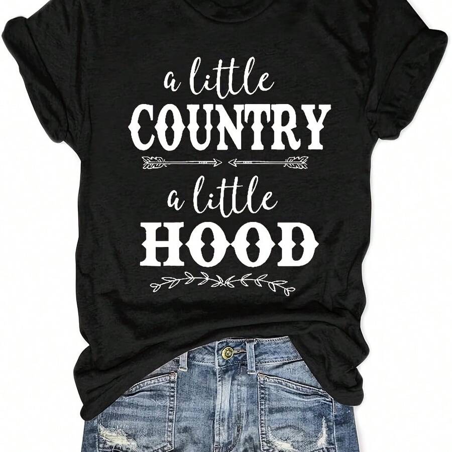 Women Rock Band T Shirt Vintage Country Music Shirt Concert Outfit Short Sleeve Tops - 黑色 - 查看 1