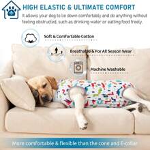 Dog Recovery Suit, Surgical Recovery Suit For Dog Female Male After Surgery, Camo Printed Dog Recovery Shirt For Abdominal Wounds, Anti Licking Dog  Jumpsuit E-Collar Cone Alternative - White - View 6