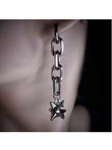 1 par de pendientes con caída de bolas de cadena de acero inoxidable, joyería unisex de estilo punk gótico