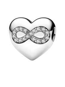 1 件 925 纯银爱心皇冠花珠饰物适合女士手链手镯 DIY 珠宝制作和日常服装搭配珠宝装饰适合女孩 - 銀色 - 查看 5