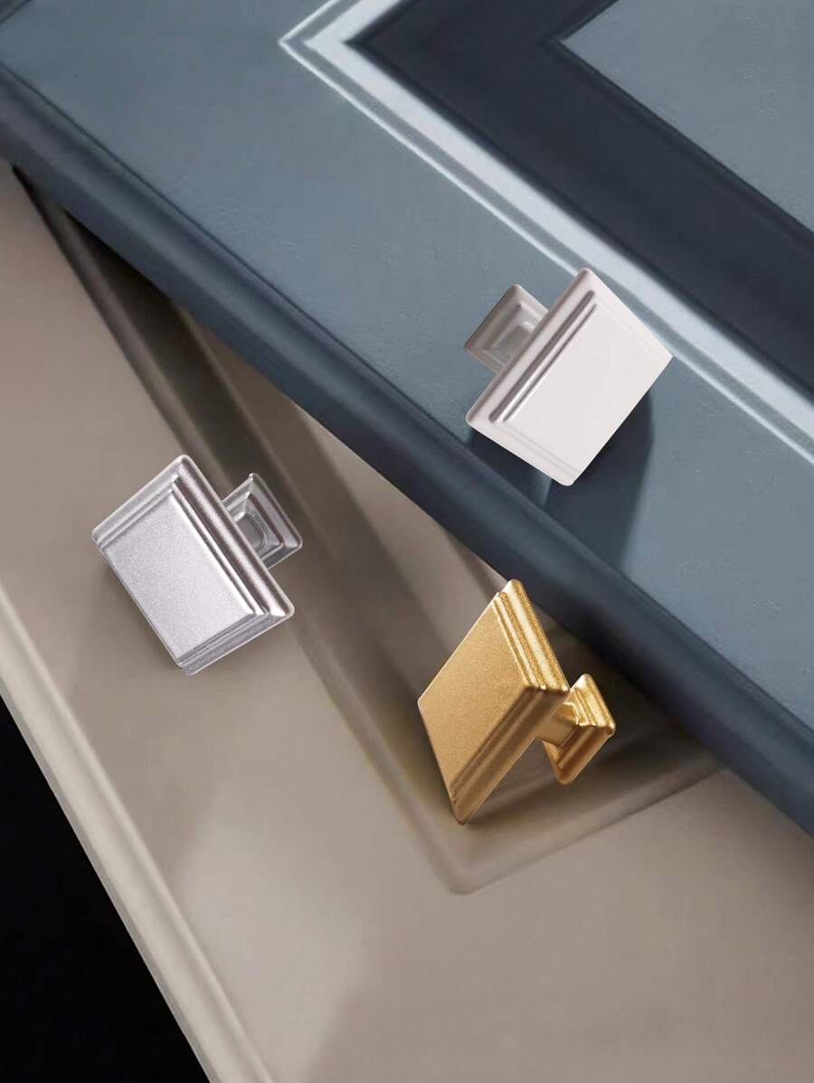 6 piezas Tiradores de gabinete estilo estadounidense. Adecuado para puertas de gabinete, cómodas, armarios de zapatos, armarios, gabinetes de cocina. Material metálico, manijas de montaje superficial, un solo orificio. Colores blanco, plata y dorado. Incluye tornillos. - Multicolor - Ver 1