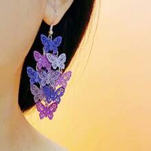 Un par de pendientes bohemios de borla con mariposa colorida de moda y sencillos, ideales para el Día de la Madre, vacaciones, cumpleaños, uso diario, joyería exquisita, pendientes para mujer