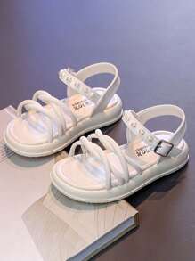 1 双女童夏季珍珠公主凉鞋，儿童软底时尚防滑沙滩鞋 - 白色 - 查看 5