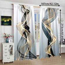 2 piezas de cortinas de ventana con patrón de rayas giratorias, cortinas decorativas, decoración del hogar, fácil de lavar a máquina y colgar, cortinas decorativas encantadoras adecuadas para sala de estar, dormitorio, puertas y balcones
