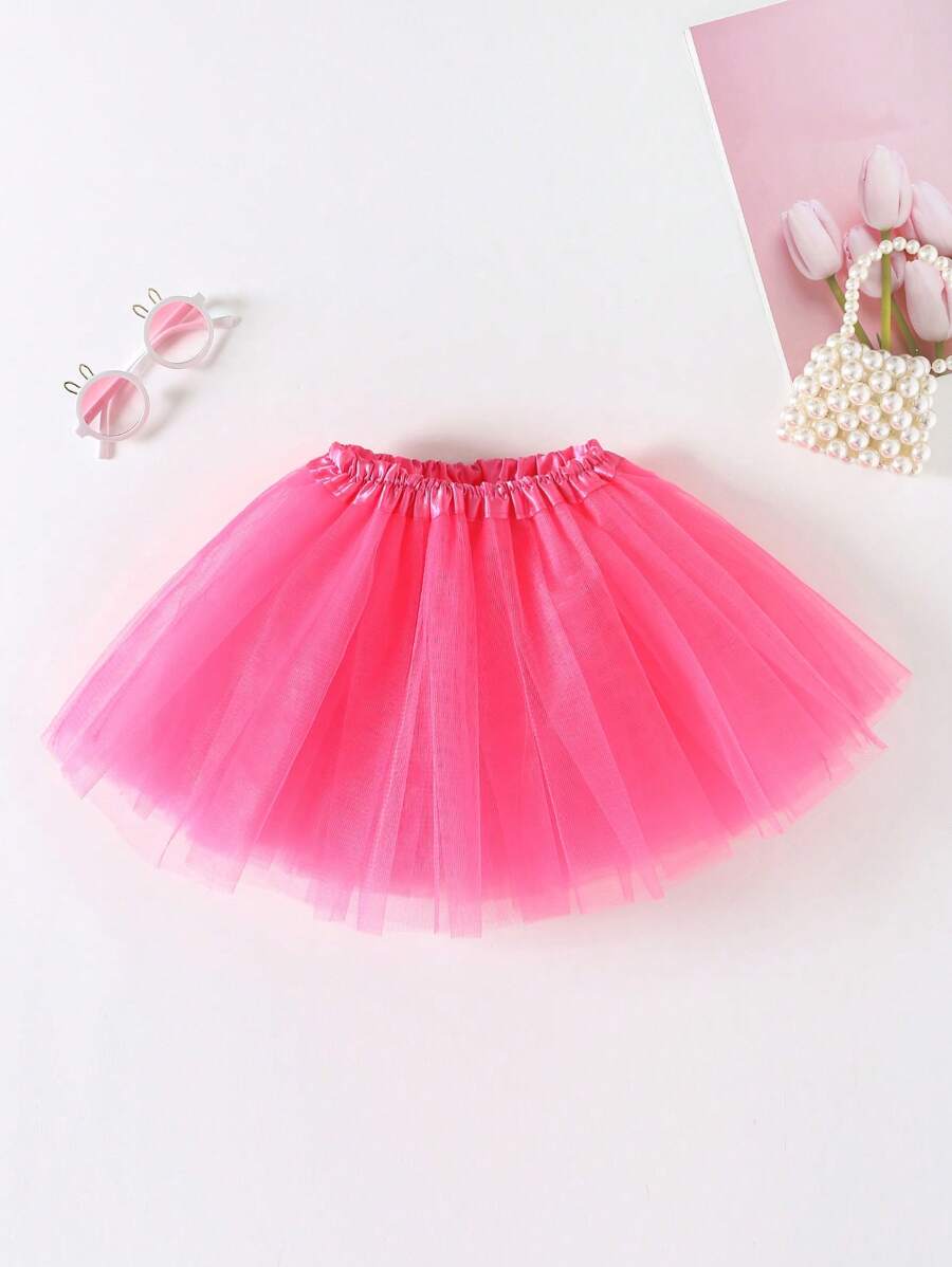 Young Girl' Solid Color Tulle Tutu Skirt, Versatile And Suitable For Stage Performance, Casual Style - Pink - View 1