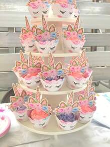 10 件蕾丝独角兽纸杯蛋糕顶部装饰，带独角兽装饰的彩虹纸杯蛋糕底材，纸杯蛋糕装饰，蛋糕装饰插件，生日派对活动装饰用品 - 彩色 - 查看 5