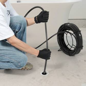 Drain Cleaning Cable 45 FT X 7/8" To 60 FT X 1-1/5", Professional Sectional Drain Cleaner Cable With 6 Or 7 Cutters For 0.8" To 7.9" Pipes, Hollow Core Sewer Drain Auger Cable For Sink, Floor Drain, Toilet