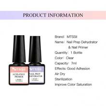 2Pcs 7ml Nail Dehydrator And Primer Gel Nail Polish Set, Acid Free Natural Nail Prep Dehydrator & Nail Primer, Bonding Primer For Acrylic Powder Nail Supplies Set, Without Acetone