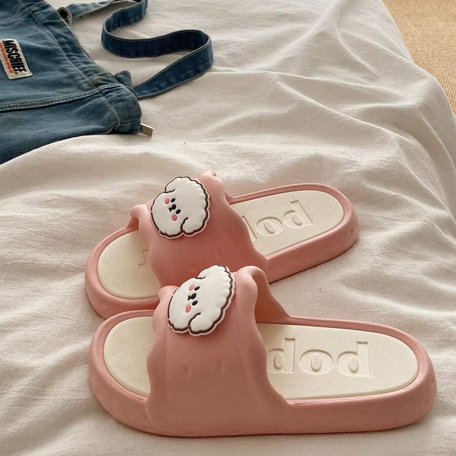 Capybara 时尚女士平底凉鞋 2025，可爱室内户外拖鞋，夏季防滑拖鞋，适合派对和聚会 - 粉色 - 查看 1