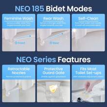 Luxe Bidet Neo 185 (Serie) Boquilla doble de autolimpieza, accesorio para bidé mecánico, no eléctrico, de agua fresca para inodoro con fuertes válvulas de grifo y mangueras metálicas Blanco - BLANCO - Ver 11