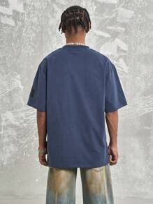 Maglietta a maniche corte con stampa dell'alfabeto in silicone, Maglietta multicolore da uomo, versatile