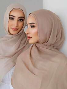 1条高品质纯色柔软透气粘胶纤维头巾，适合日常搭配长袍或连衣裙佩戴