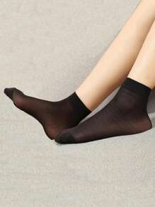 10pairs Women Solid Sheer Casual Crew Socks, For Summer