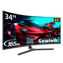 GAWFOLK 34 Inch Ultrawide Curved Gaming Monitor, 1500R PC Screen 165hz UWQHD 3440x1440, Curved Computer Screen With FreeSync,Multi-Directional Adjustable Base-Balck